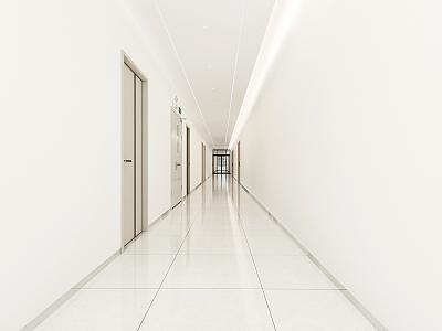 Modern aisle office aisle corridor walkway interior door aisle ceiling fire door glass automatic door 3d model