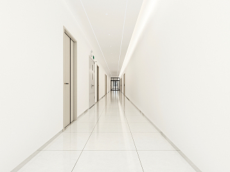 Modern aisle office aisle corridor walkway interior door aisle ceiling fire door glass automatic door 3d model