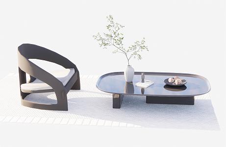 Modern coffee table single chair 3d model