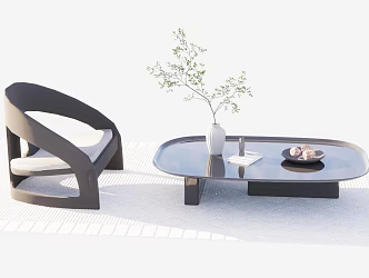 Modern coffee table single chair 3d model
