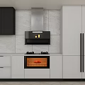 Modern integrated stove square too integrated cooking center finished 3d model