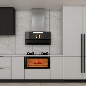 Modern integrated stove square too integrated cooking center finished 3d model