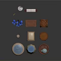 Traditional Wooden Furniture Collection With Round Stools Cushions And Tea Set