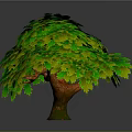 3D Rendered Tree with Green and Yellow Leaves and Brown Trunk in Lush Foliage
