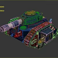 Blue Military Tank Model With Realistic Cannon Tracks And Detailed Design
