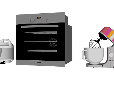 Essential Modern Kitchen Appliances Featuring Oven Rice Cooker And Mixer 3d model