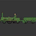 Green Vintage Steam Train Model With Brass Accents And Classic Carriage