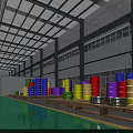 Hardware Tools Storage in Large Warehouse with Colorful Coils on Wooden Pallets