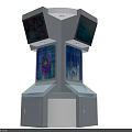 Modern Public Interactive Kiosk With Multiple Digital Display Screens For Information 3d model