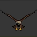 Brown and White Eagle with Spread Wings White Head and Yellow Talons on Dark Background