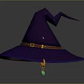 Deep Purple Witch Hat with White Constellation Patterns and Colorful Pendants for Daily Accessory