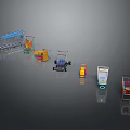 Various Retail Store Equipment Including Shopping Carts Shelves And Cash Registers