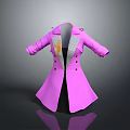 Stylish Pink Double Breasted Coat with Lapel Plaid Lining and Orange Accent