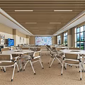 Spacious Modern Rehabilitation Center Corridor With Wall Displays Textured Floor And Lighting