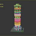 Modern High Rise Tower Building with Layered Circular Structure and Glass Facade Design 3d model