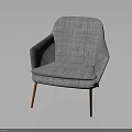 Modern Gray Fabric Accent Chair With Armrest And Orange Wooden Legs Contemporary Home Furniture Design