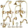Elegant Gold Shower Faucet Set With Decorative Handles Fixed And Handheld Showerheads