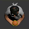 Cartoon Character Wearing White Apron Holding Burger As Kitchen Household Item