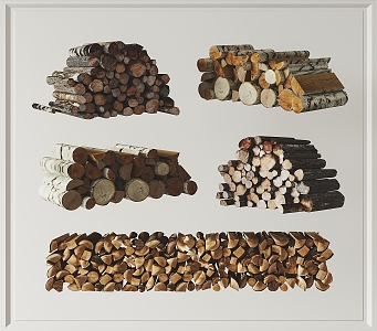 Modern Wood Pile Bonfire Combo 3d model