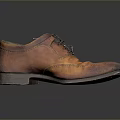 Brown Leather Lace Up Shoes With Brogue Design And Clear Sole Details