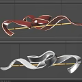 Red And White Modern Artistic Curved Flowing Chandelier Lighting Design