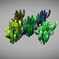 Colorful Cactus Plants Collection with Green Yellow Brown Blue Color Varieties