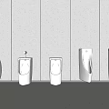 Modern White Wall Mounted Urinals With Different Designs In Clean Bathroom