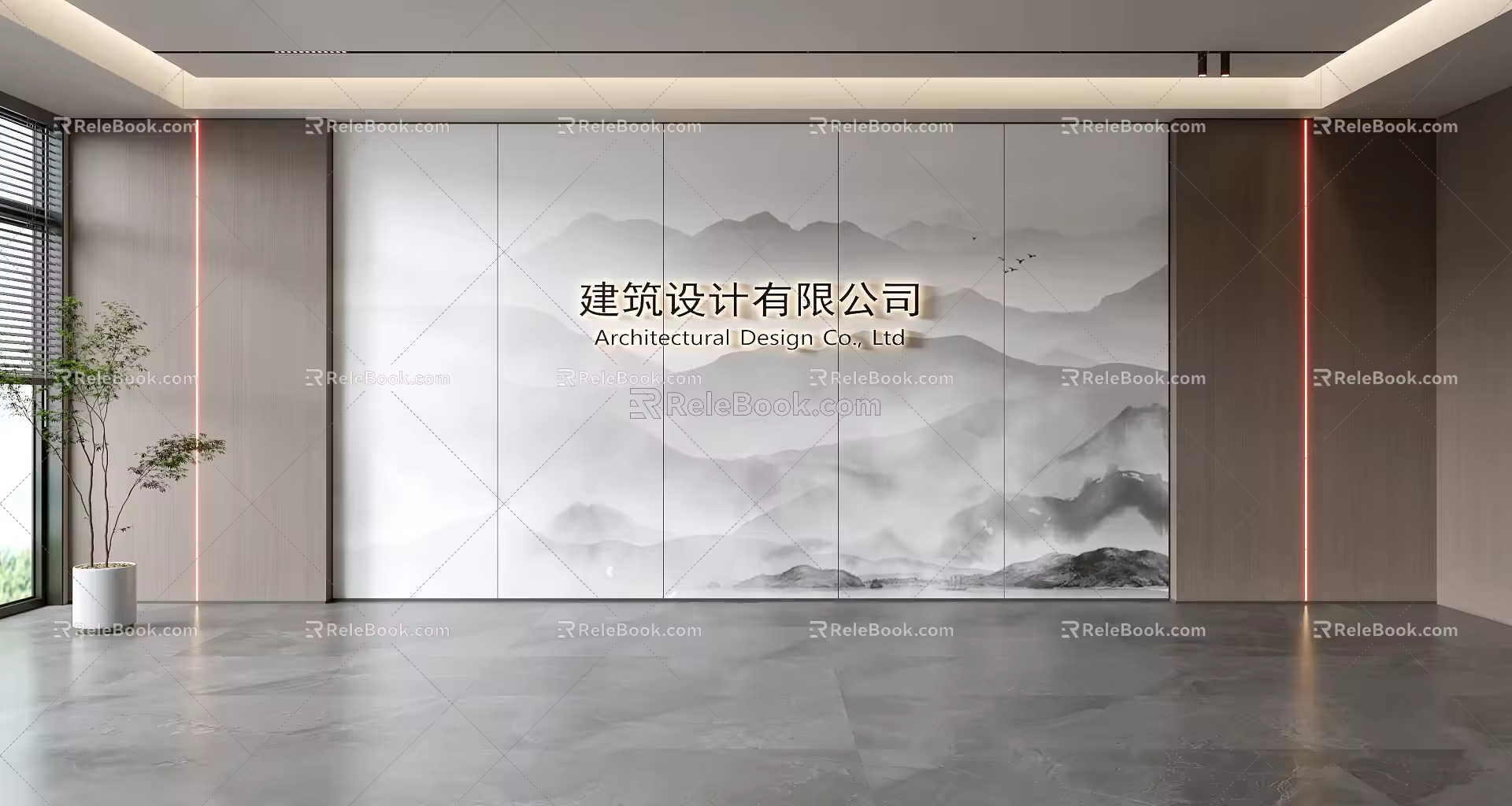 Modern Front Desk Background Wall Simple Background Wall Front Desk Reception Area Background Wall Company Front Desk Background Wall 3d model