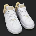 White Casual Sneakers With Beige Heel Tongue And White Laces For Daily Use