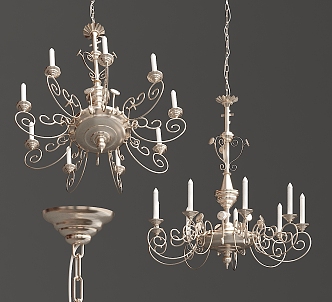 European Chandelier Classical Metal Candle Chandelier 3d model