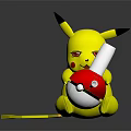 Yellow Pikachu Character With Black Ears Holding Red And White Poké Ball