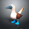 3D Modeled Cartoon Game Character With Striped White Head Brown Wings And Blue Feet