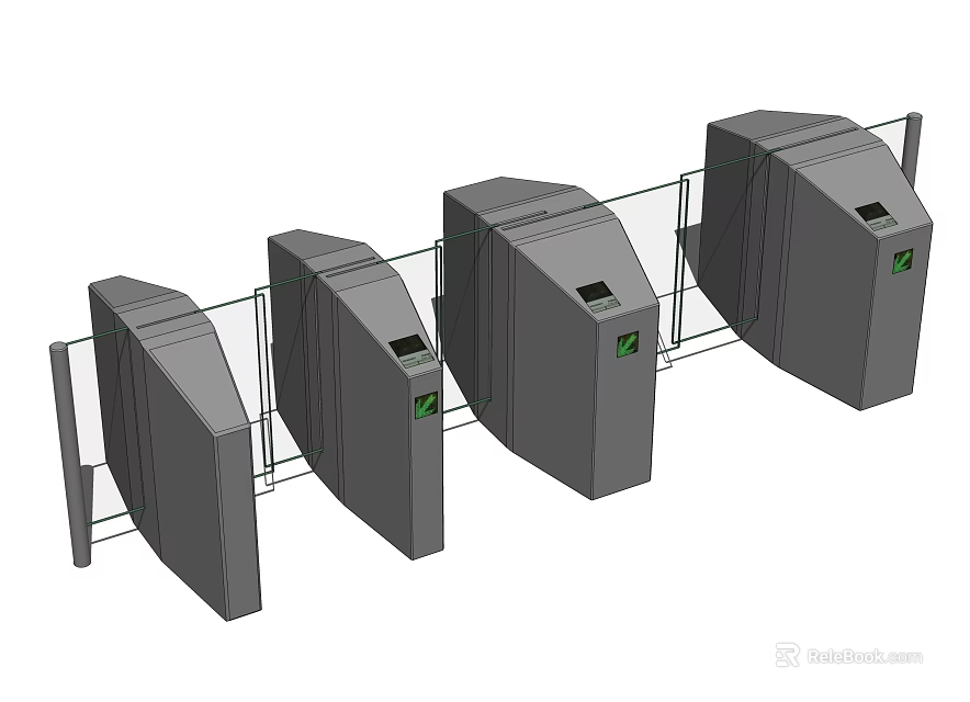 Modern Public Facility Turnstile System For Efficient Access Control Management 3d model 