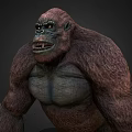 Game Movie Character Large Muscular Gorilla With Brown Fur Red Eyes Fierce Expression