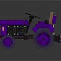 Purple Pixel Style Tractor With Orange Seat And Large Wheels 3D Design