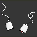 White Electronic Speakers With Mesh Design Red Accents And Power Button Cable