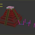 Ancient Pyramid Structure With Tiered Steps Roofed Top Platform And Surrounding Stone Columns