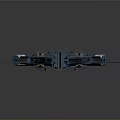 Futuristic Sci Fi Spaceship Featuring Blue Red Color Metallic Body Complex Wings And Engine Details