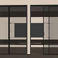Modern Black Frame Glass Sliding Doors Interior Room Divider With Wooden Floor