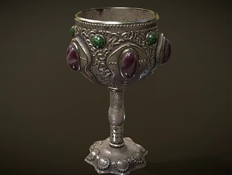 vintage cup old goblet with semi-precious stones 3d model