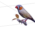 Vibrant Orange Headed Reptile Perching On Tree Branch With Dry Leaf