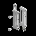 White Heating Radiator With Valves And Connector Components For Home Use