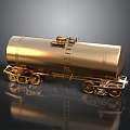 Detailed Golden Oil Tanker Model With Wheels Ladder And Reflective Surface