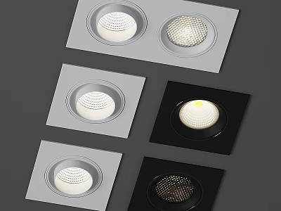 Modern Downlights With Gray And Black Square Panels Round Light Heads Various Styles 3d model