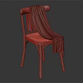Vintage Wooden Leisure Chair With Beige Cloth Draped And Natural Wood Texture