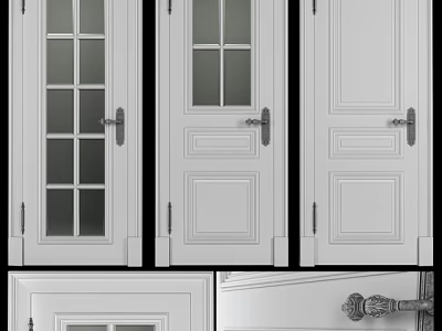 Various Styles Hinged Doors With Glass Panels And Wooden Panels For Interior Design 3d model