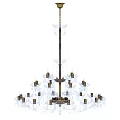 Elegant Multi Tier Chandelier With Brass Frame Glass Shades And Multiple Bulbs