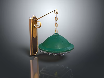 Elegant Modern Wall Lamp With Green Glass Shade And Brass Chain Bracket For Home Interior Lighting 3d model