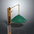 Elegant Modern Wall Lamp With Green Glass Shade And Brass Chain Bracket For Home Interior Lighting