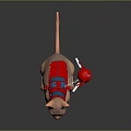 Sphynx Cat With Blue Harness And Red Spiked Ball Attached By Chain